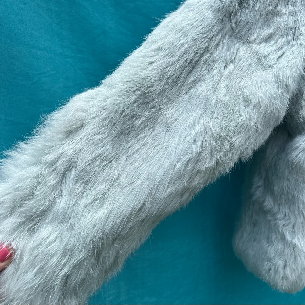 Bebe Real Rabbit Fur Blue Jacket - Picture 5 of 10